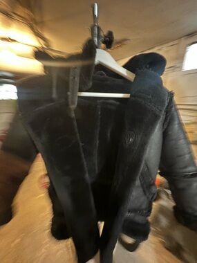 Jordan Craig Black Shearling Hooded Pea Coat